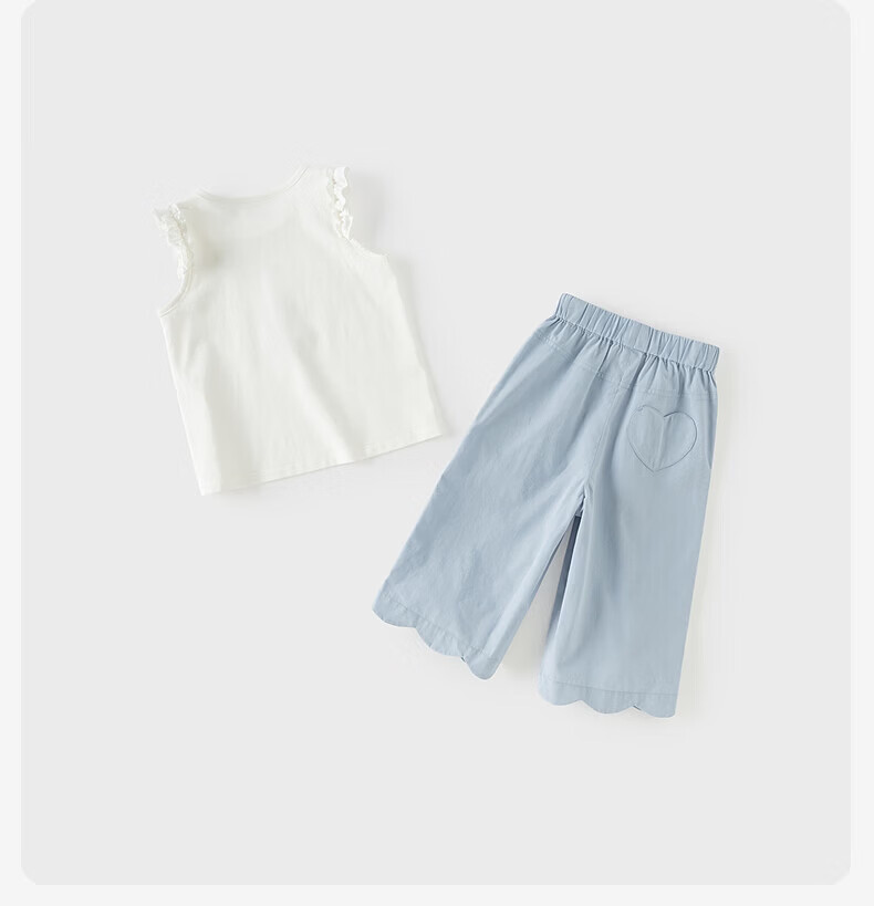 DAVE & BELLA Kids 3/4 Pants Set Girls Antibacterial T-Shirt and Pants Baby Class A Summer Outfit 18